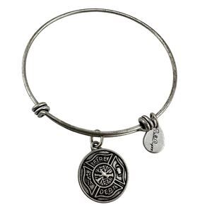 Bella Ryann Firefighter Fire Department Charm Silver Tone Bangle 7” Bracelet